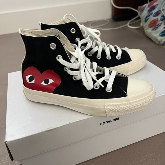 NEW CONVERSE X COMME DES GARCONS PLAY ALL STAR CHUCK '70 HI - BLACK - Picture 2 of 6